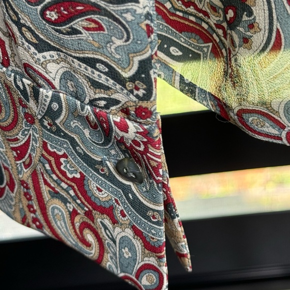 Vintage 70s 80s Jacobson’s Mod Red Beige Grey Paisley Blouse Size 8 - Picture 6 of 10